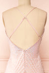 Shatta Pink Maxi Dress w/ Sequins and Tulle | Boutique 1861 back close-up