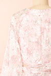 Shaune Short Pink Floral Dress w/ Long Sleeves | Boutique 1861 back close-up