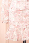 Shaune Short Pink Floral Dress w/ Long Sleeves | Boutique 1861 bottom