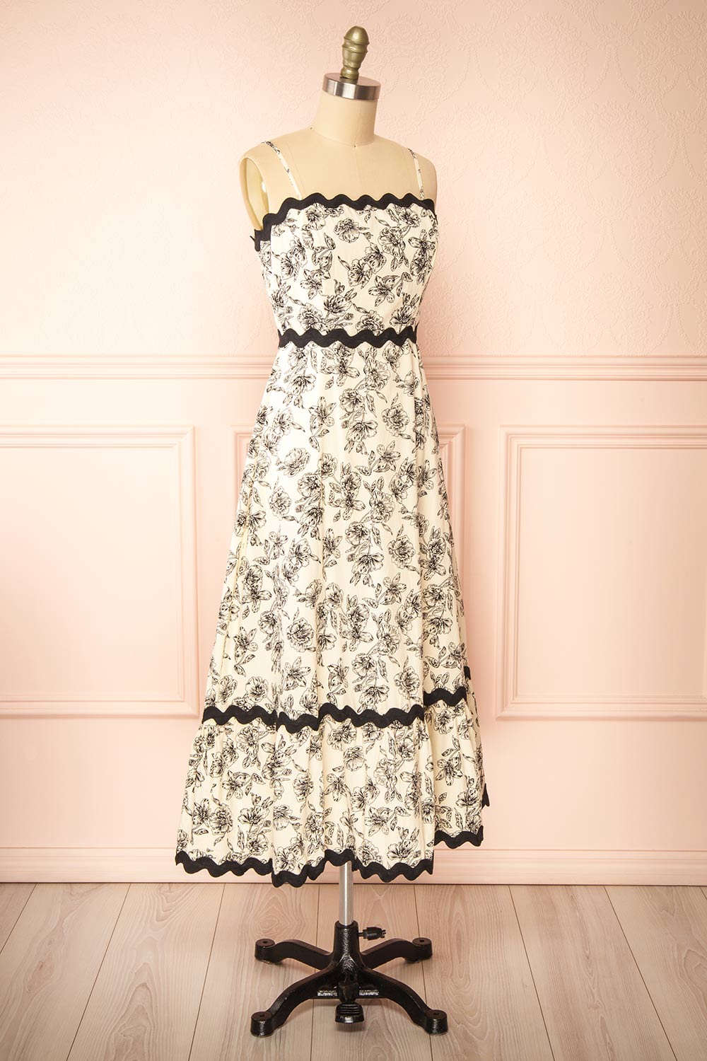 Sheena Ivory Midi Floral Dress | Boutique 1861 side view