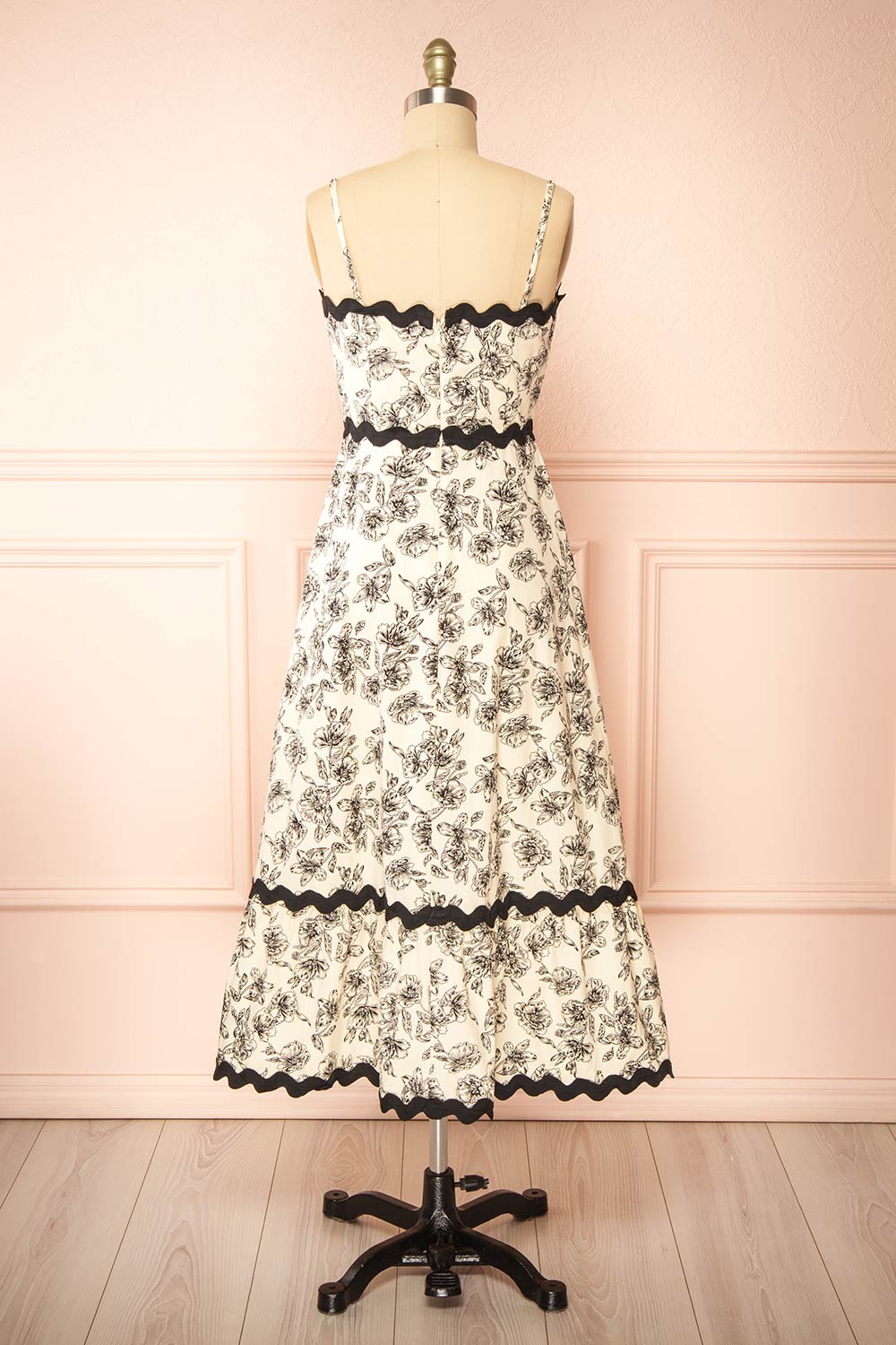 Sheena Ivory Midi Floral Dress | Boutique 1861 back view