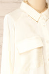 Sheffield Monochrome Striped Satin Shirt | La petite garçonne side close-up
