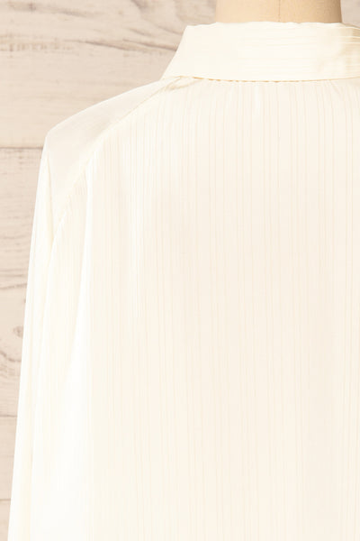 Sheffield Monochrome Striped Satin Shirt | La petite garçonne back close-up