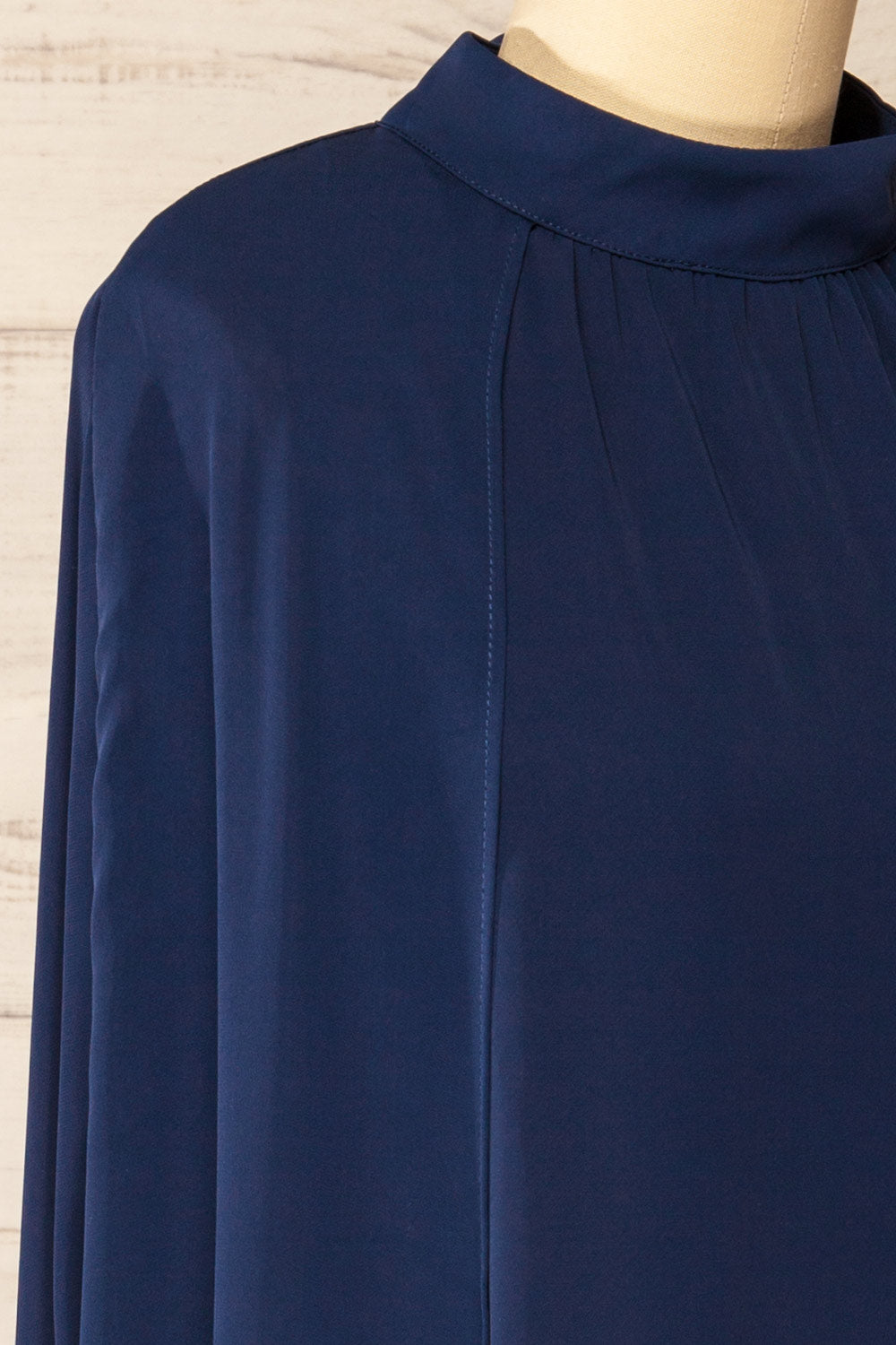 Shelby Short Navy Chiffon Dress w/ Cape | La petite garçonne side