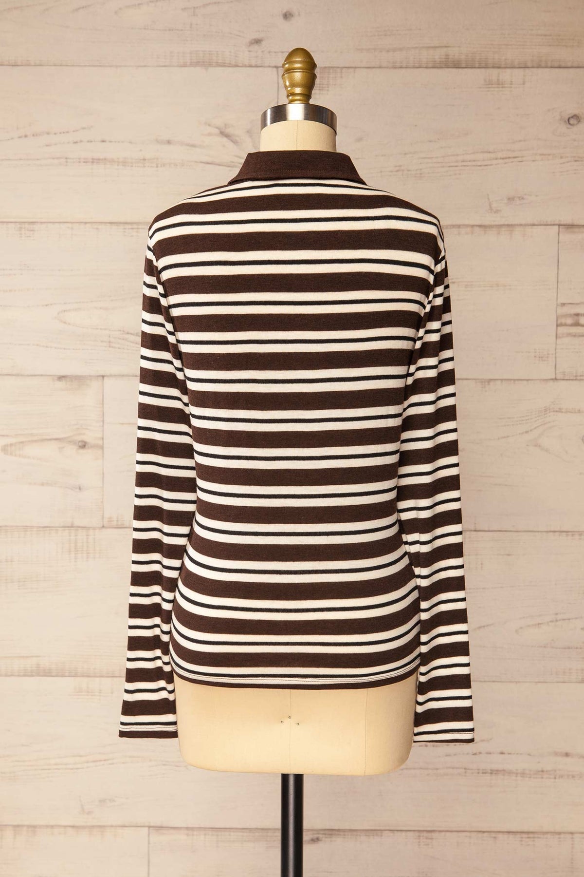 back view of Shepparton Brown Striped Long Sleeve Top at La petite garçonne