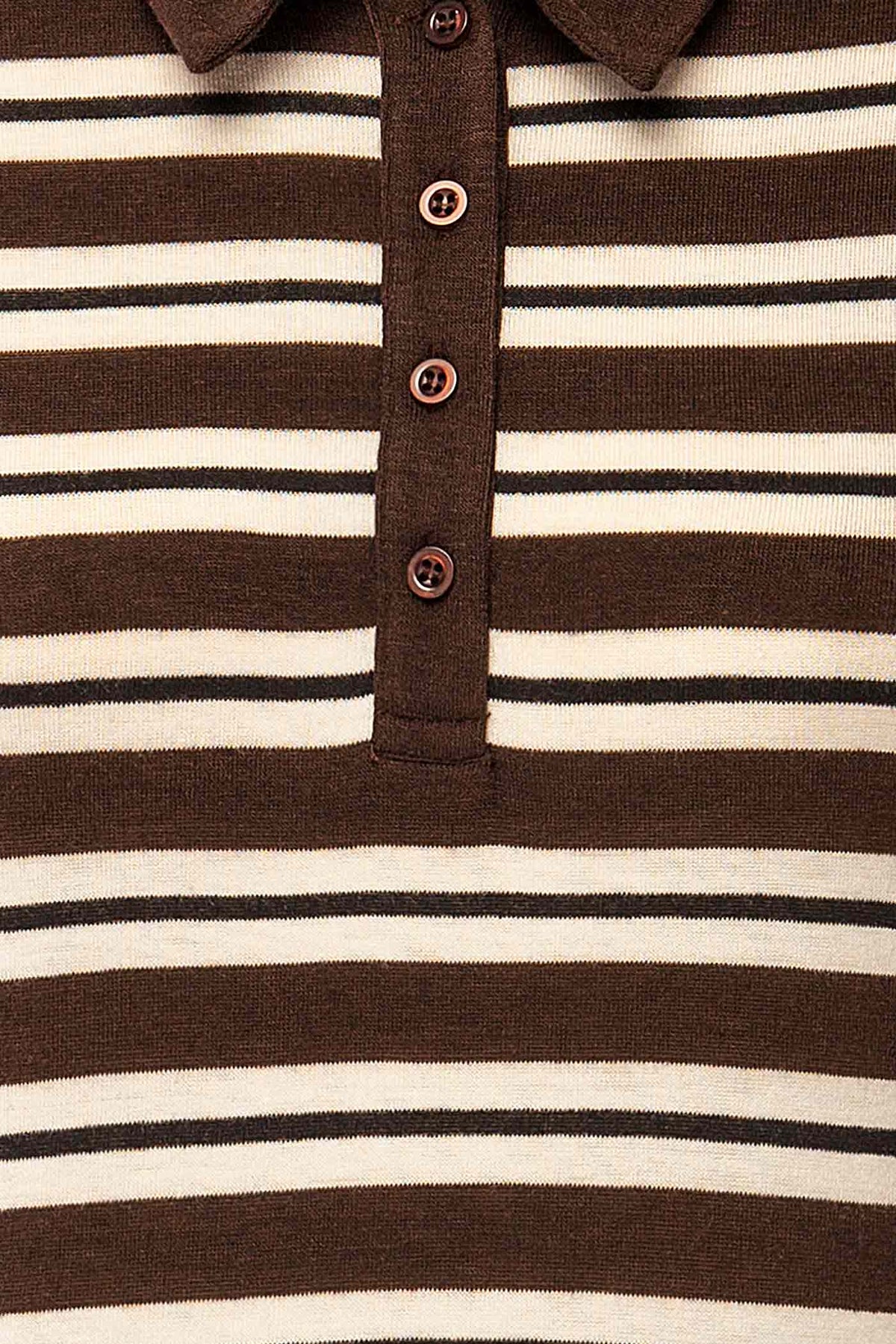 fabric view of Shepparton Brown Striped Long Sleeve Top at La petite garçonne