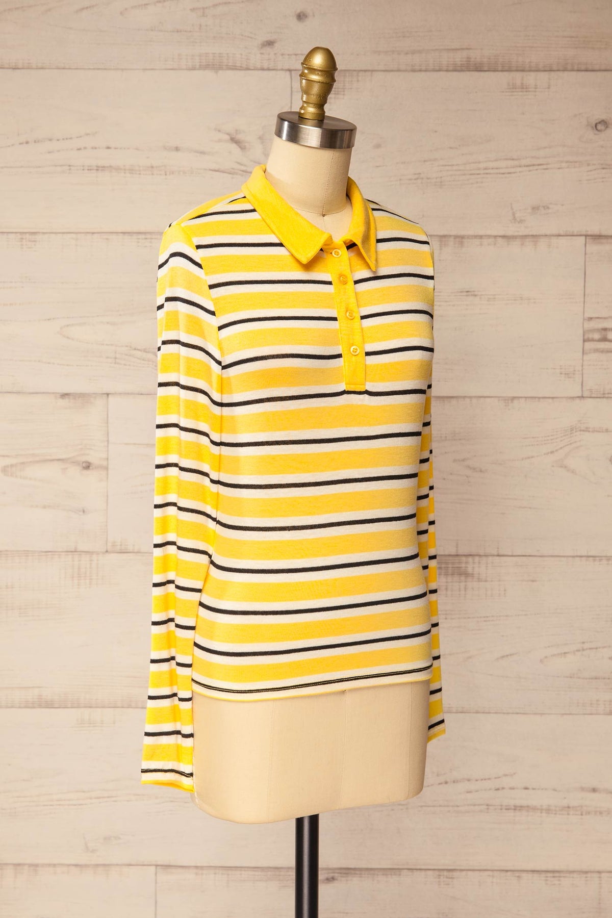 side view of Shepparton Yellow Striped Long Sleeve Top at La petite garçonne
