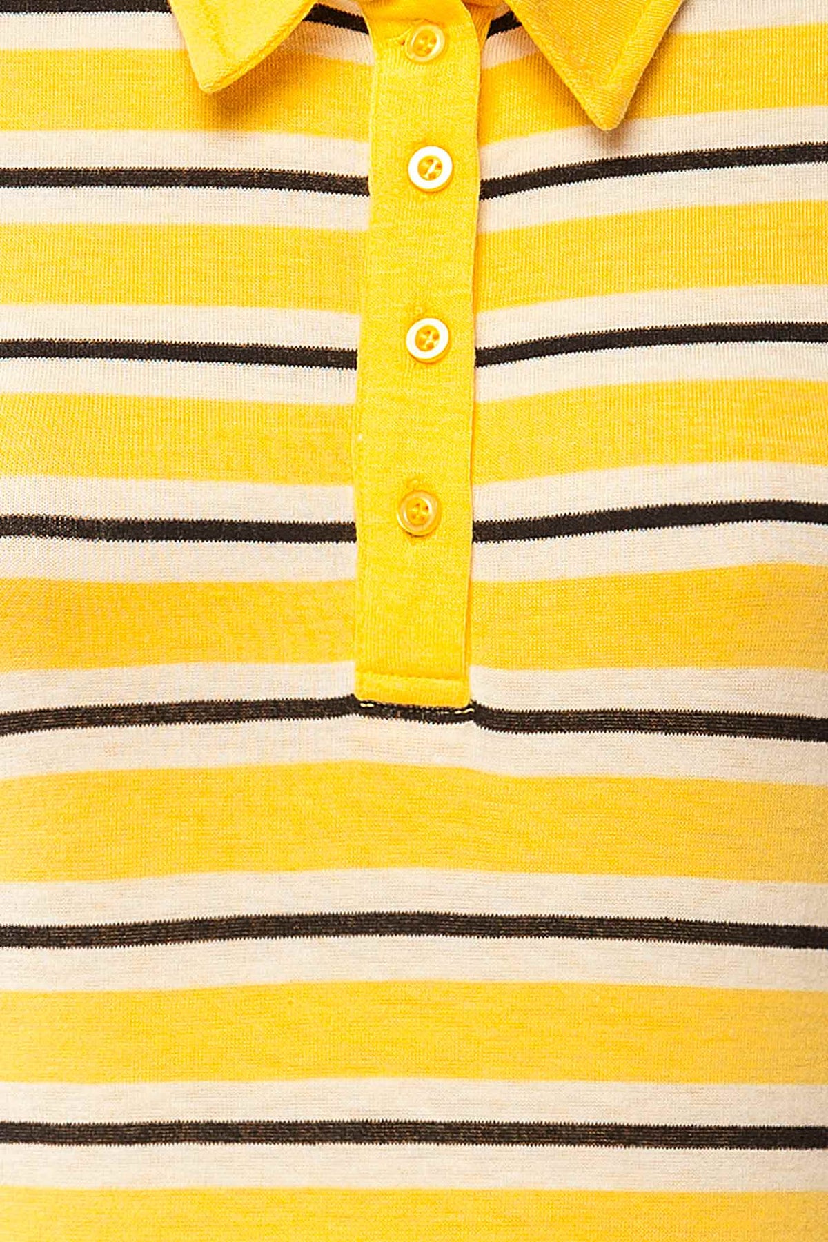 fabric  view of Shepparton Yellow Striped Long Sleeve Top at La petite garçonne