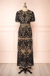 Shevona Black Crocheted Lace Midi Dress | Boutique 1861 front view
