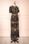 Shevona Black Crocheted Lace Midi Dress | Boutique 1861 side view