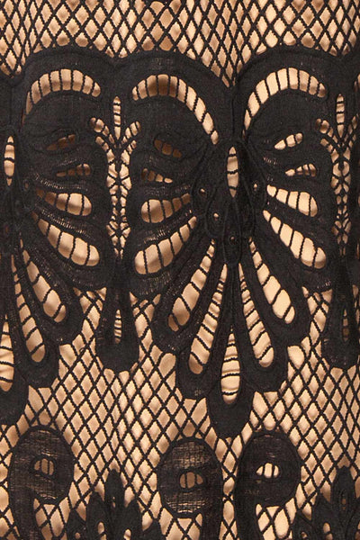Shevona Black Crocheted Lace Midi Dress | Boutique 1861 fabric