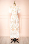 Shevona White Crocheted Lace Midi Dress | Boutique 1861 front view
