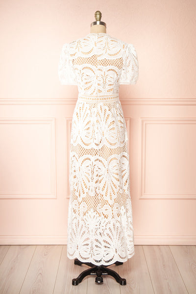 Shevona White Crocheted Lace Midi Dress | Boutique 1861 back view