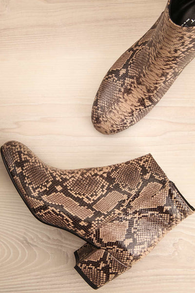 Shilo Python Patterned Ankle Boots with Heel | La Petite Garçonne flat view