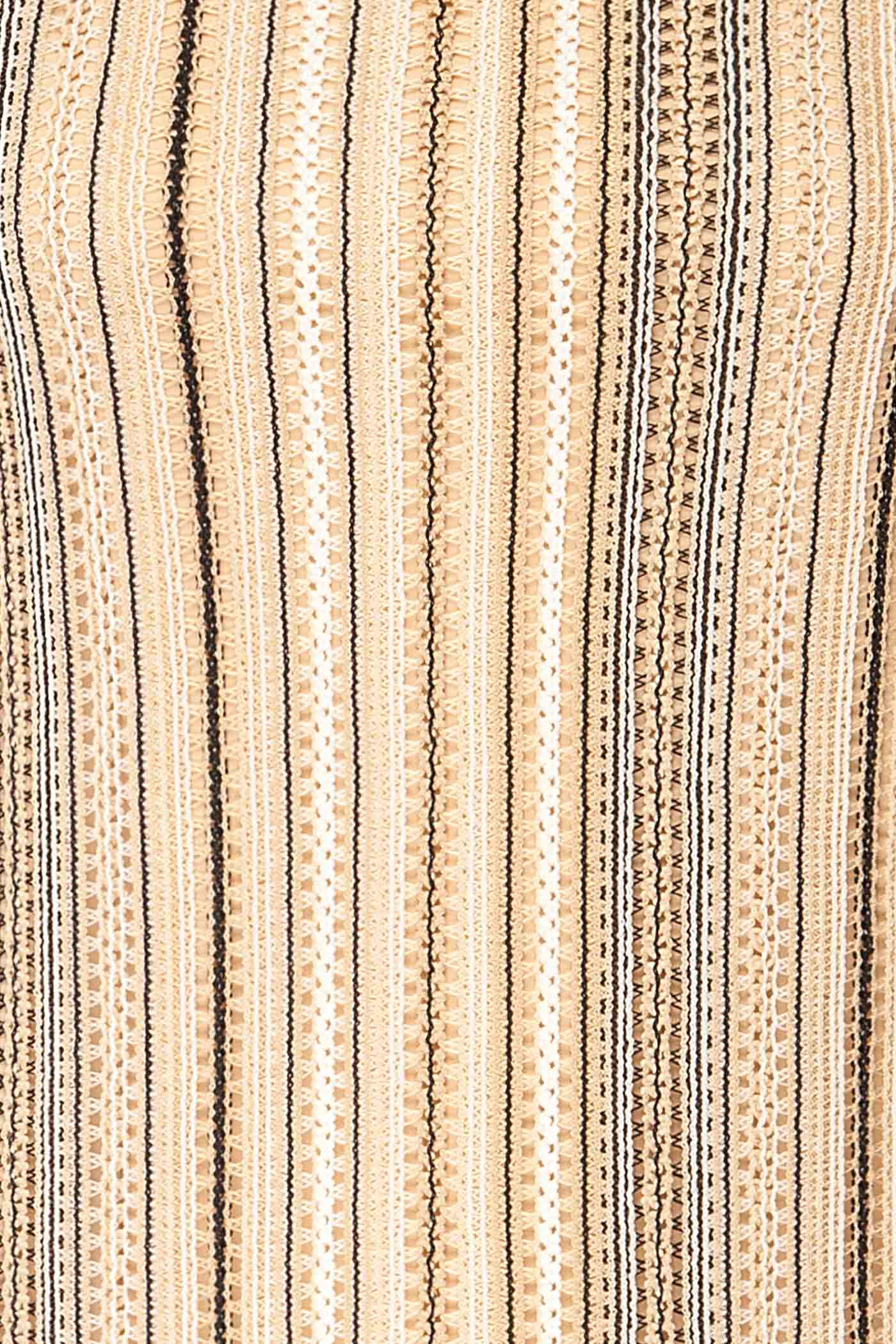 Shimla Beige Multi-Color Stripe Sleeveless Crochet Top | La petite garçonne fabric 