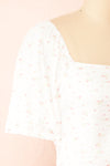 Sian Cropped Floral Top w/ Puffy Sleeves | Boutique 1861 side close-up