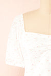 Sian Cropped Floral Top w/ Puffy Sleeves | Boutique 1861 front close-up