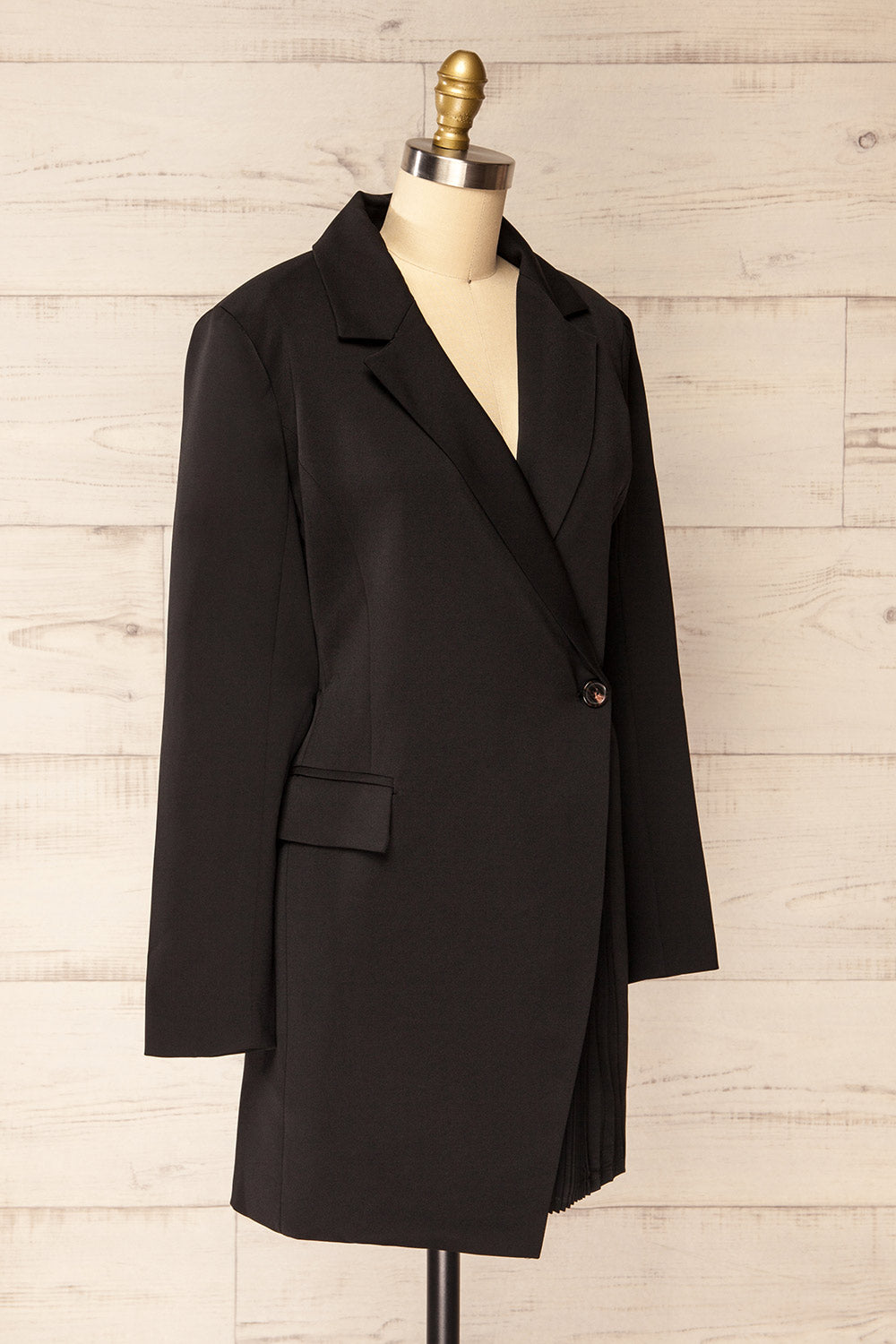 Siazan Black Asymmetrical Blazer Dress w/ Pleats | La petite garçonne side view