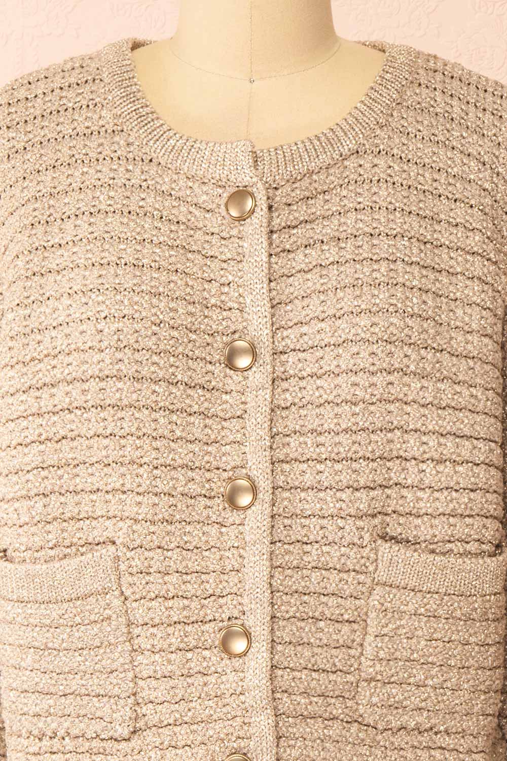 Siberie Knitted Cardigan w/ Gold Metallic Threads | Boutique 1861  front