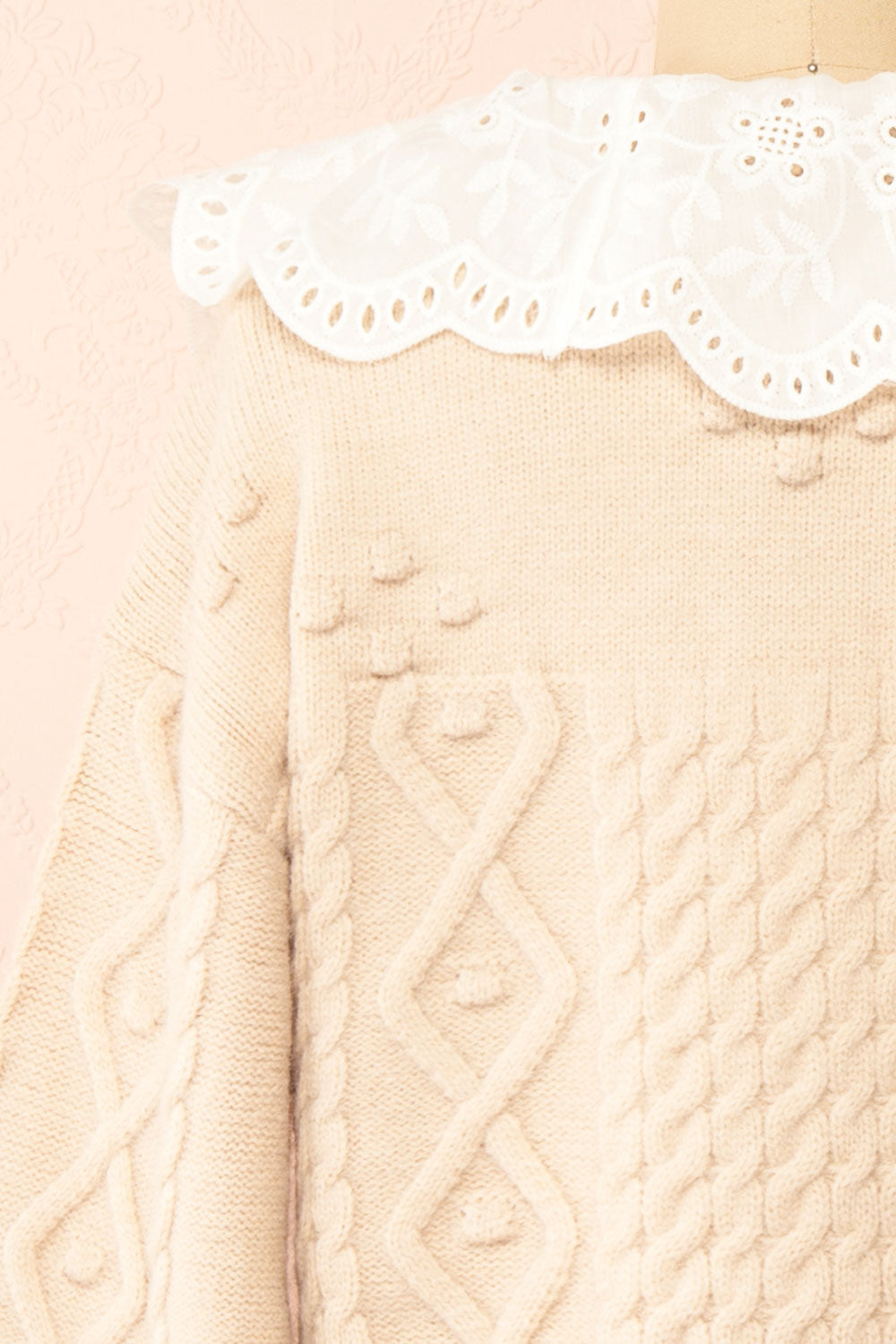 Sibylla Beige Knit Cardigan w/ Ribbons | Boutique 1861 back