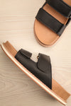 Siemna Black Slide Sandals w/ Velcro Straps | La petite garçonne flat view