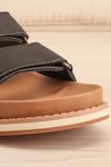 Siemna Black Slide Sandals w/ Velcro Straps | La petite garçonne front close-up