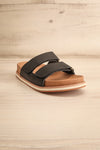 Siemna Black Slide Sandals w/ Velcro Straps | La petite garçonne front view