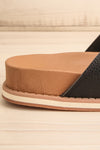 Siemna Black Slide Sandals w/ Velcro Straps | La petite garçonne side close-up