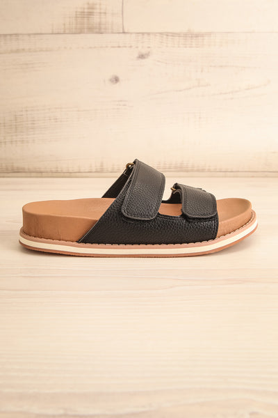 Siemna Black Slide Sandals w/ Velcro Straps | La petite garçonne side view