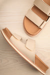 Siemna Grey Slide Sandals w/ Velcro Straps | La petite garçonne flat view