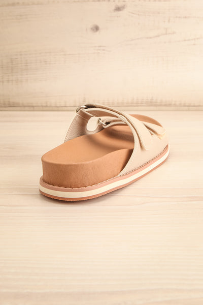 Siemna Grey Slide Sandals w/ Velcro Straps | La petite garçonne back view