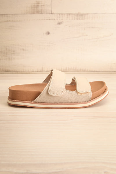 Siemna Grey Slide Sandals w/ Velcro Straps | La petite garçonne side view