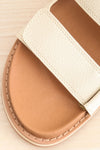 Siemna White Slide Sandals w/ Velcro Straps | La petite garçonne flat close-up