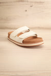 Siemna White Slide Sandals w/ Velcro Straps | La petite garçonne front view