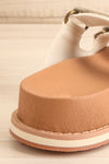 Siemna White Slide Sandals w/ Velcro Straps | La petite garçonne back close-up