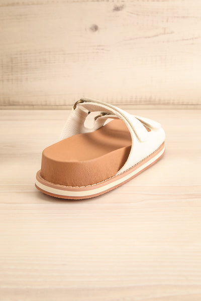 Siemna White Slide Sandals w/ Velcro Straps | La petite garçonne back view