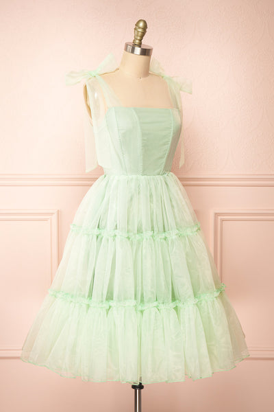 Siena Sage Tiered Tulle Midi Dress | Boutique 1861  side view