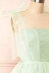 Siena Sage Tiered Tulle Midi Dress | Boutique 1861 side close-up
