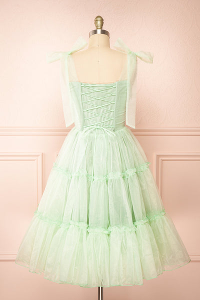 Siena Sage Tiered Tulle Midi Dress | Boutique 1861  back view