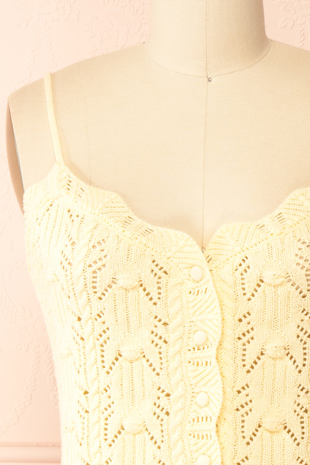 Sienna Yellow Pointelle Knit Camisole with Scalloped Trim | Boutique 1861 front 