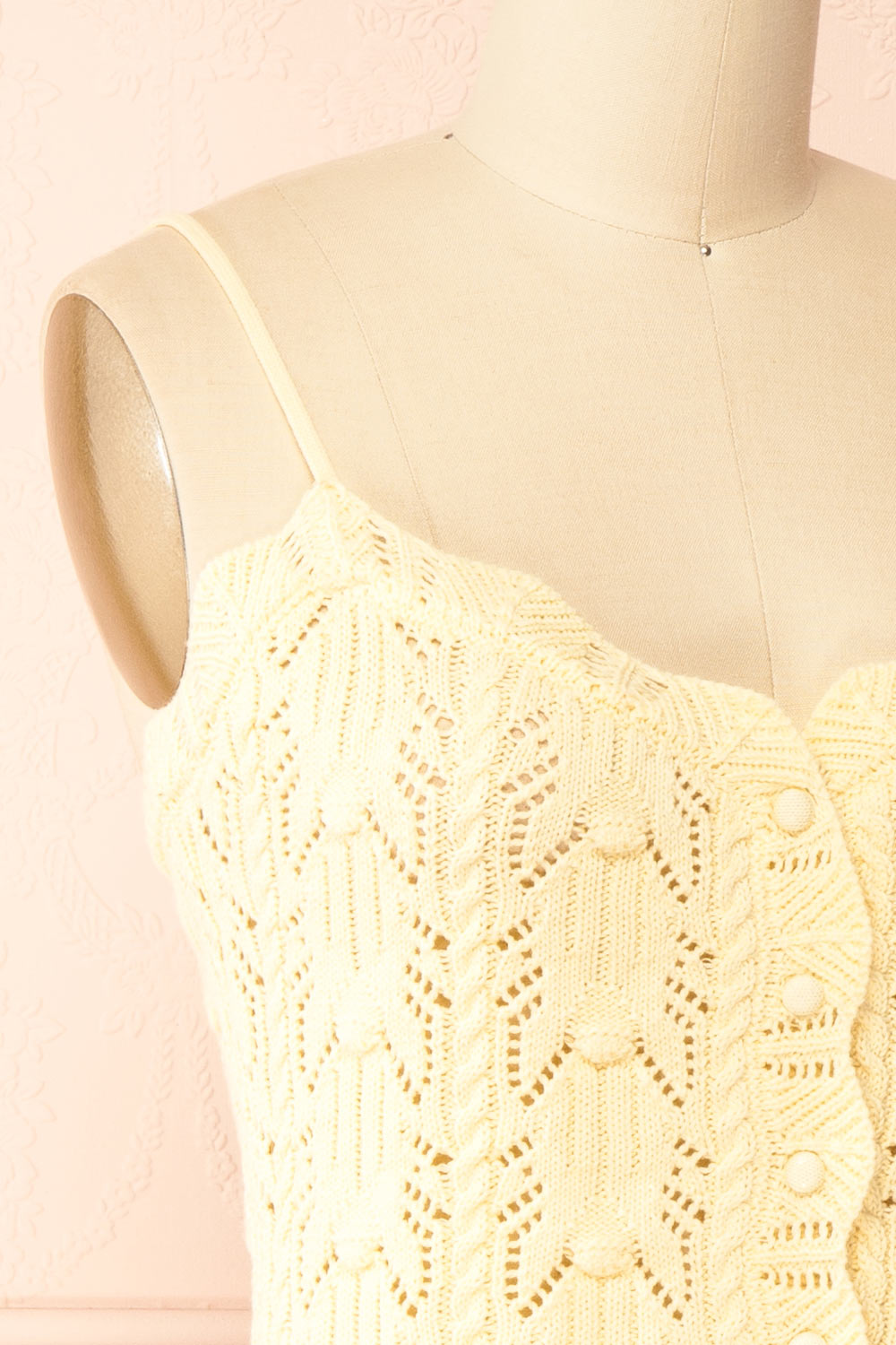 Sienna Yellow Pointelle Knit Camisole with Scalloped Trim | Boutique 1861 side