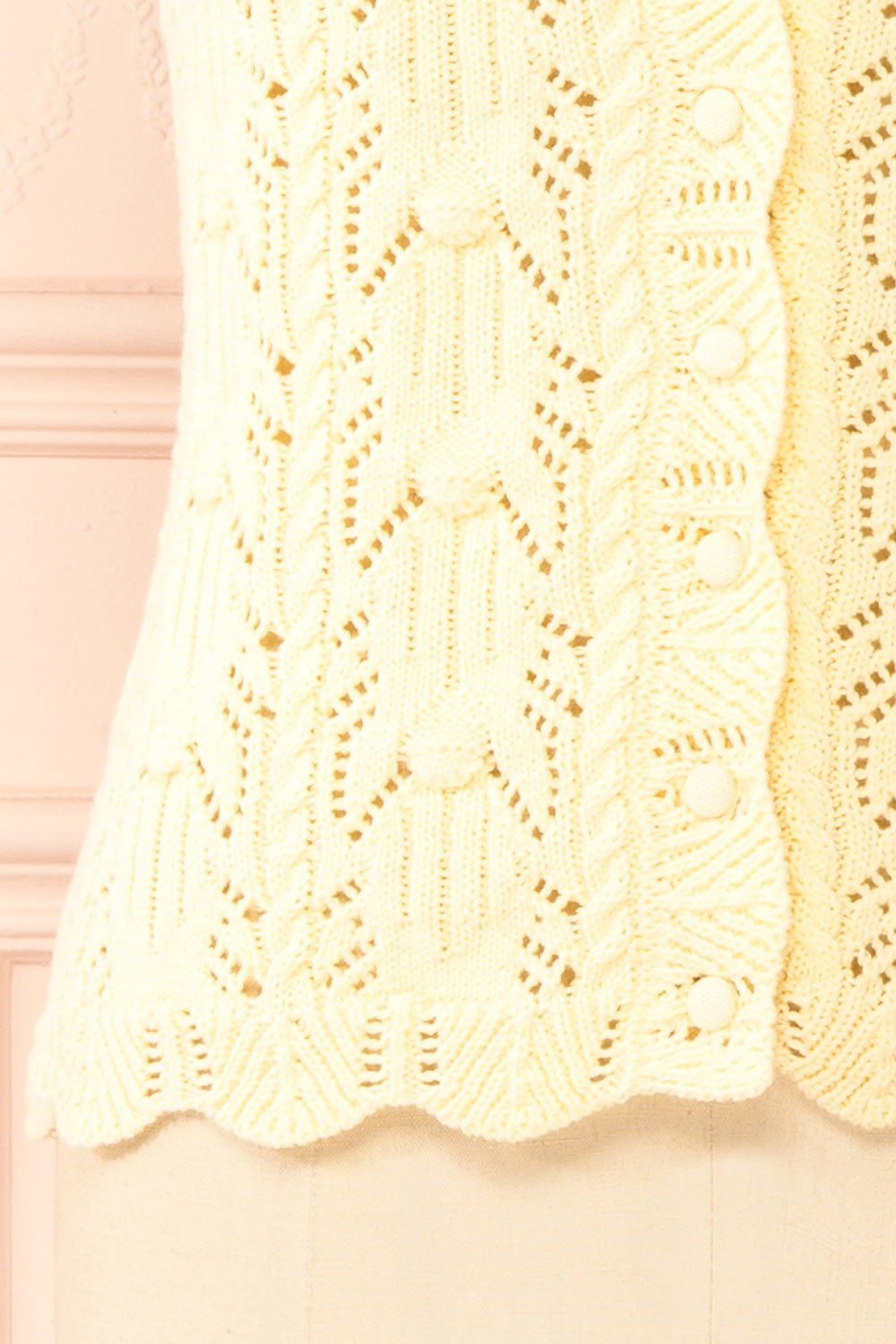 Sienna Yellow Pointelle Knit Camisole with Scalloped Trim | Boutique 1861 bottom
