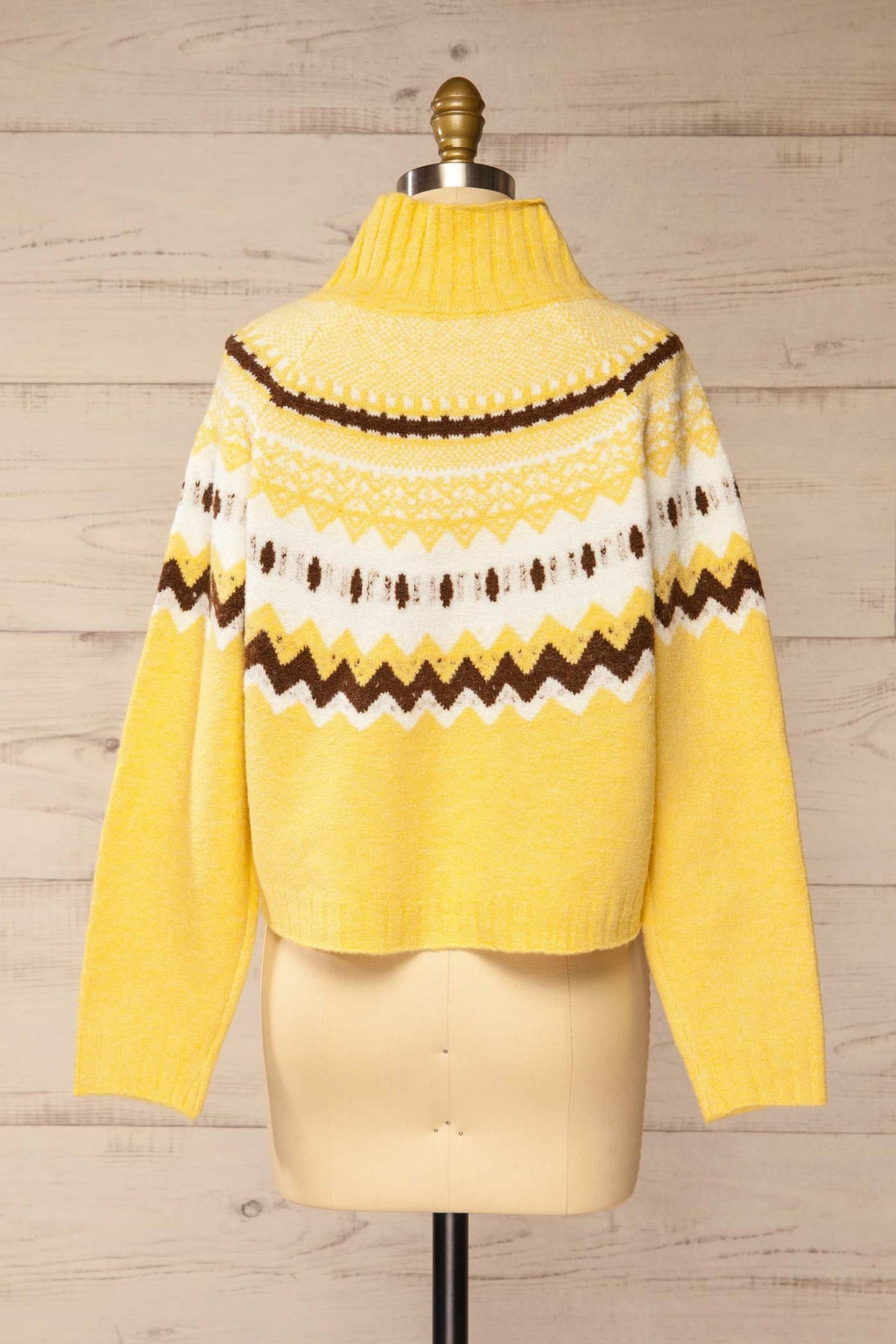 back view of Simorre Yellow Cropped Turtleneck Sweater at La petite garçonne