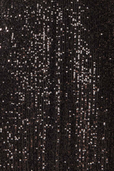 Singapour Black Short Sequin Dress w/ High Neck  | La petite garçonne fabric