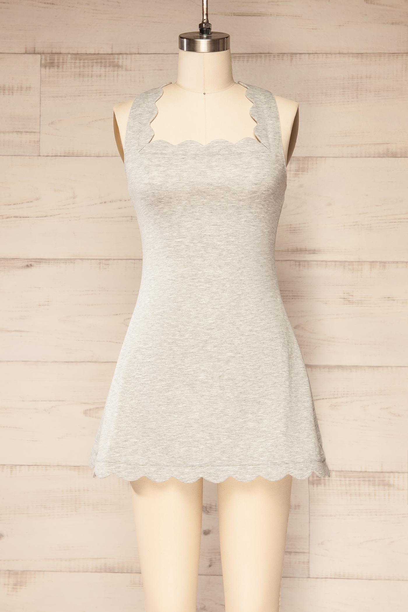 Sirsa Grey A-Line Mini Dress with Built-In Shorts | La petite garçonne front 