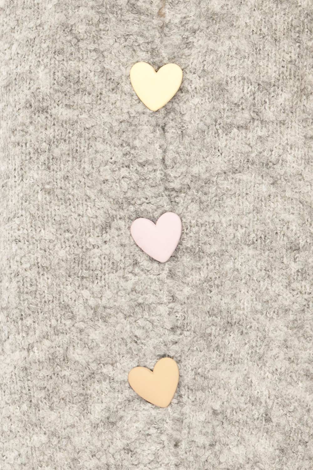 Sitia Grey Cardigan w/ Heart Shaped Buttons | La petite garçonne  fabric