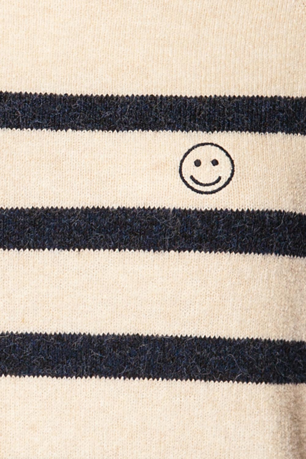 Siuri Striped Knitted Sweater with Smiley Embroidered | La petite garçonne fabric