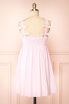 Siva White and Pink Striped Short Dress w/ Bow Straps | Boutique 1861 back view
