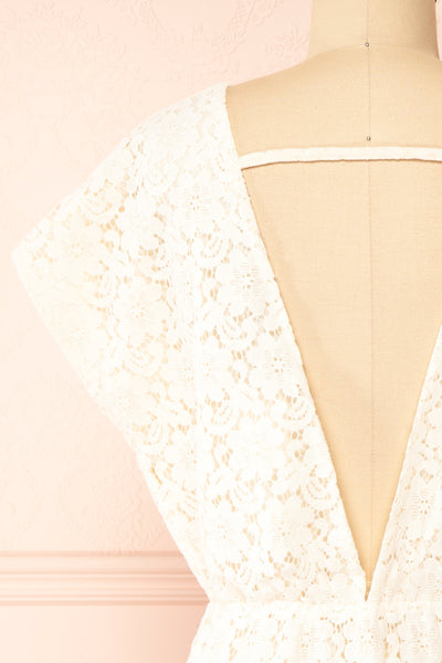 Skileta Lace Short Ivory Dress w/ Batwing Sleeve | Boutique 1861  back
