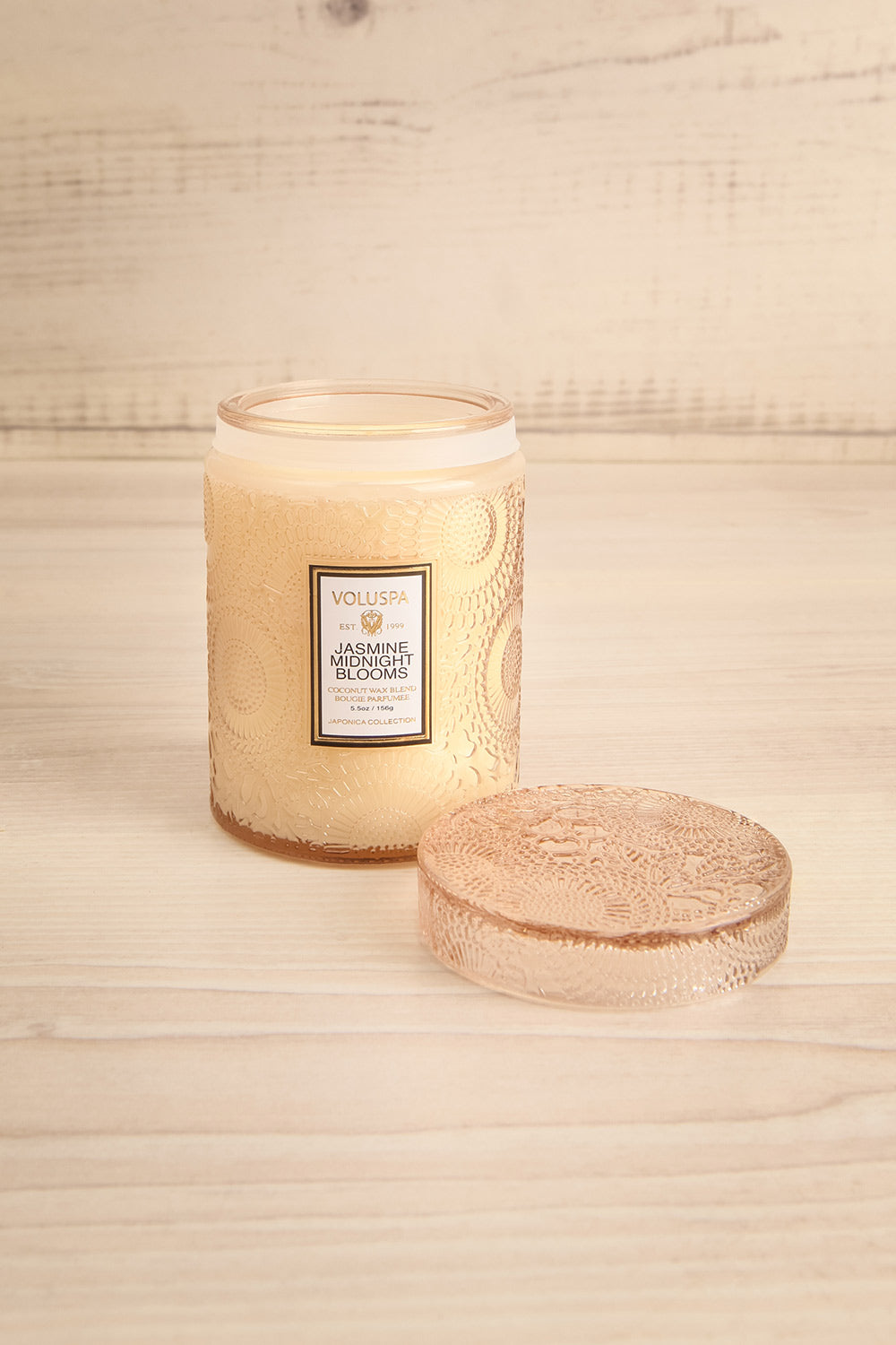 Jasmine Midnight Blooms Small Jar Candle by Voluspa | Maison garçonne open view